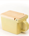 Bee House Ceramic Salt Box With Wooden Lid