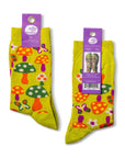 Mushroom Butterfly Socks - Women's 1970s Retro Crew Socks