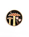 Mushroom and Flowers Glitter Enamel Pin