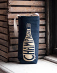 Champagne Single Wine Tote - Reusable Cotton Bag, USA Made: Natural