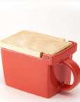 Bee House Ceramic Salt Box with Wooden Lid - Carrot