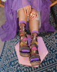 Magic Mushrooms Black Sheer Crew Socks
