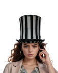Black & White Striped Top Hat