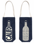 California Single Wine Tote - Reusable Cotton Bag, USA Made: Natural
