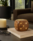 Brown Mango Wood Dice-Shaped Storage