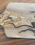 Olive Wood Serving Board Bread Cheese Board + Octopus 6"x12"