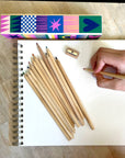 Geo Love Wooden Pencil Box with Colored Pencils