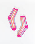 Candy Stripe Ruffle Crew Socks