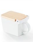 Bee House Ceramic Salt Box With Wooden Lid