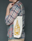 Champagne Single Wine Tote - Reusable Cotton Bag, USA Made: Natural