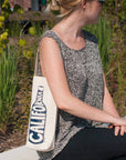 California Single Wine Tote - Reusable Cotton Bag, USA Made: Natural