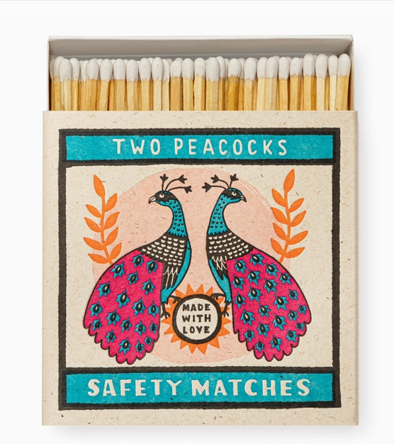 Two Peacocks | Square - Safety Matches