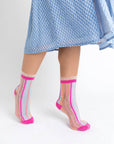 Candy Stripe Ruffle Crew Socks