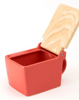 Bee House Ceramic Salt Box with Wooden Lid - Carrot