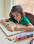 Geo Love Wooden Pencil Box with Colored Pencils