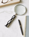 Black/White Resin Handle Magnifying Glass