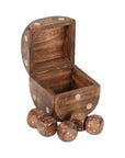 Brown Mango Wood Dice-Shaped Storage