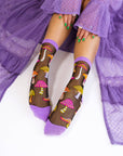 Magic Mushrooms Black Sheer Crew Socks