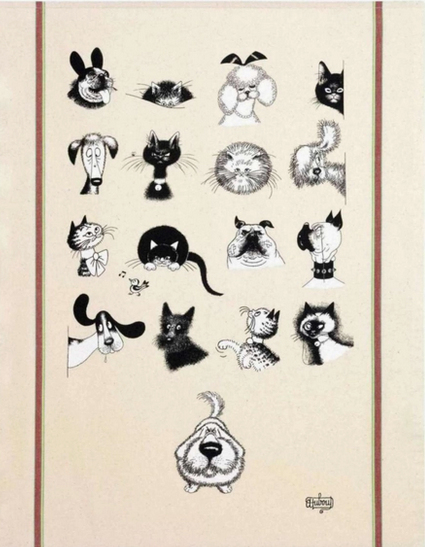 Dubout Cats Large Tea Towels Multiportraits