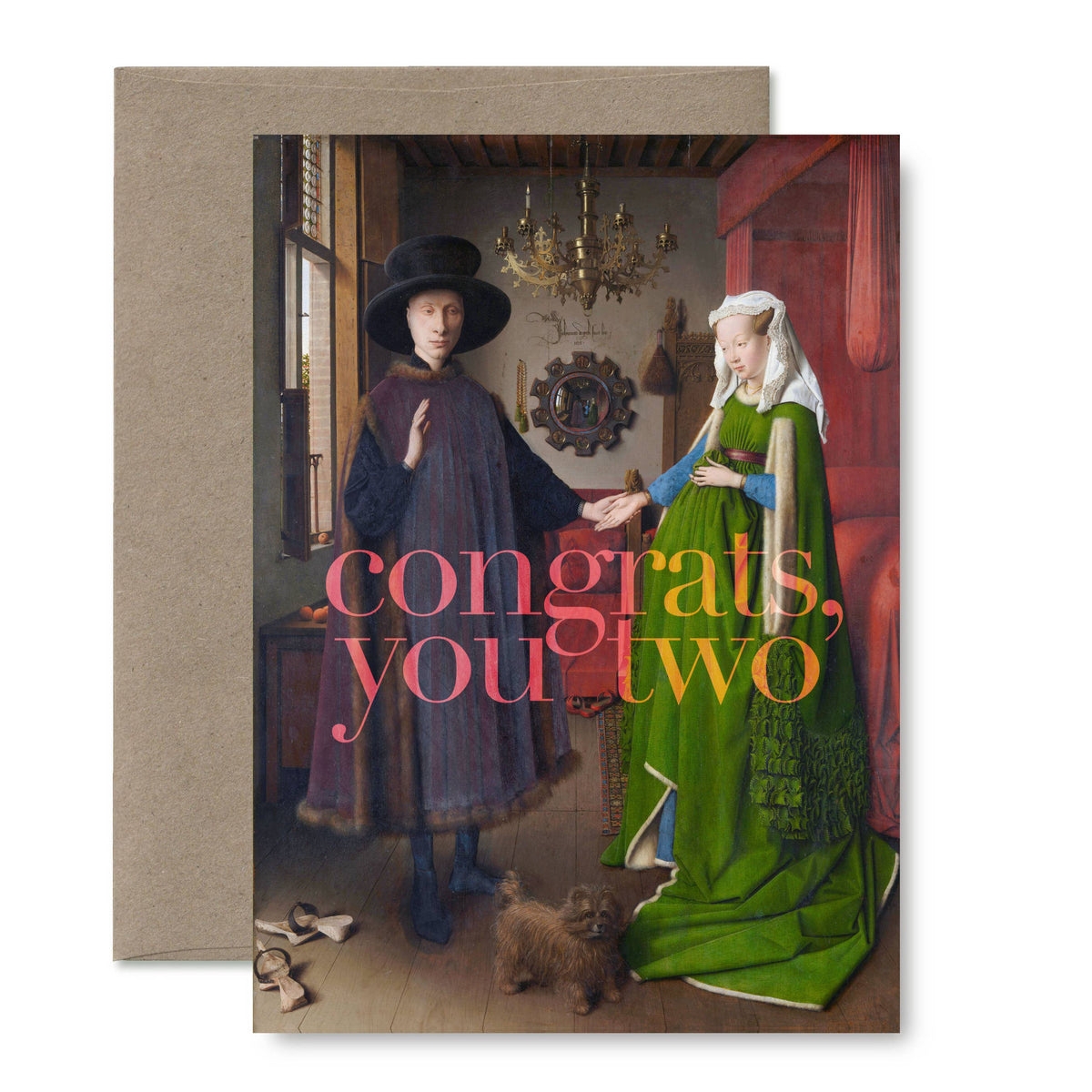 "Congrats, you two" (van Eyck) A6 wedding card: Recycled Kraft envelopes