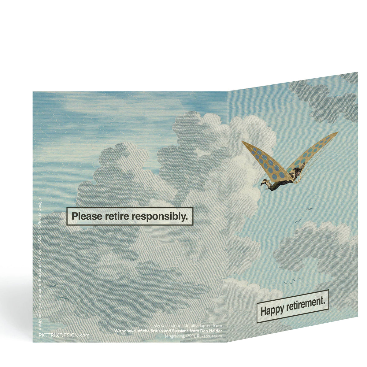 "Please retire responsibly" A2 card: Recycled Kraft