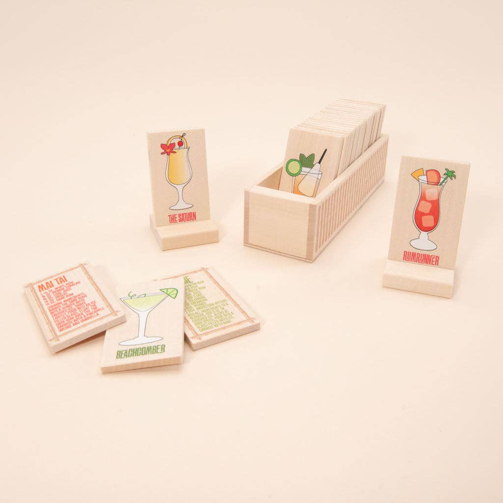 Wooden Tiki Drink Cards