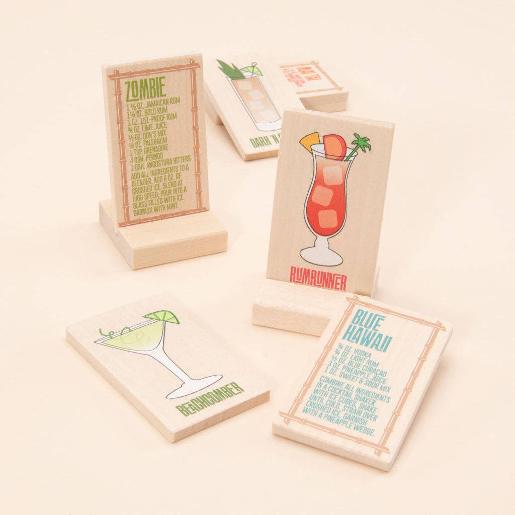 Wooden Tiki Drink Cards