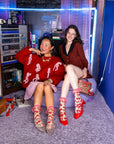 Cherry Bow Ruffle Sheer Crew Socks