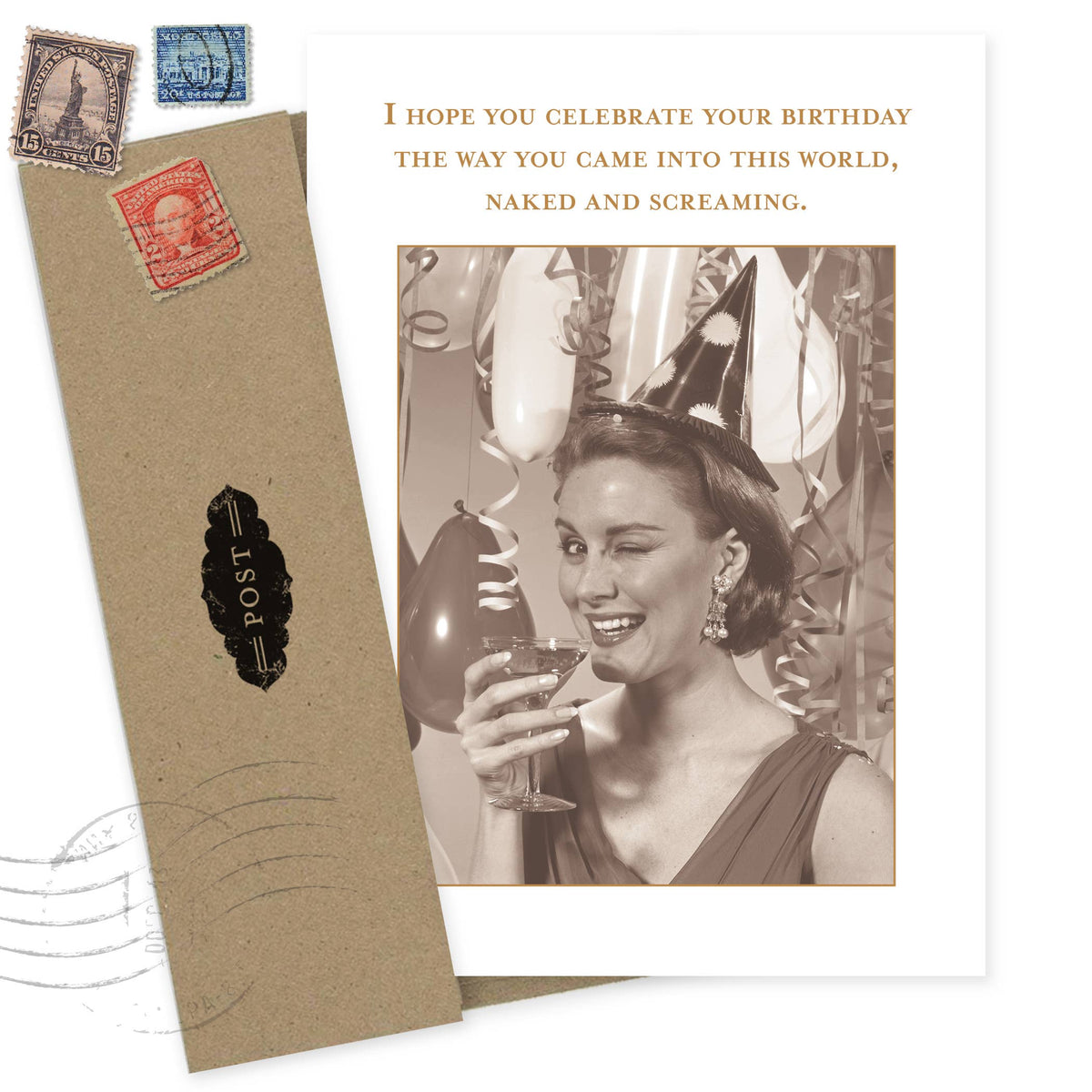 Naked And Screaming Birthday Card