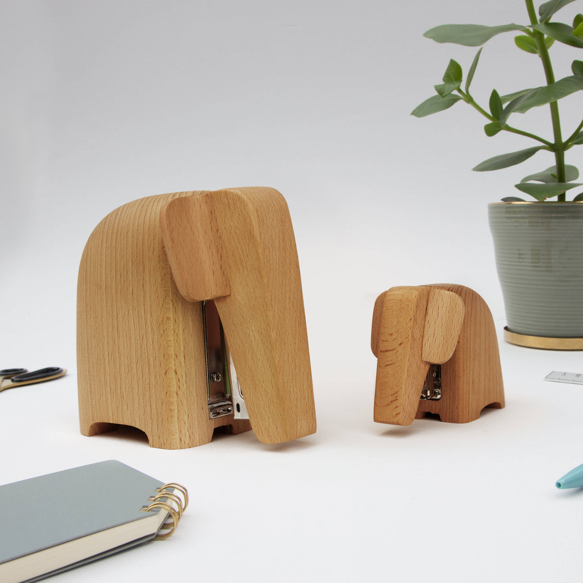 Wooden Elephant Stapler Small - Sculptural and useful: Baby (Small)