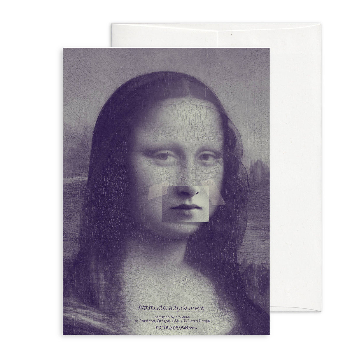 "Attitude adjustment" A6 greeting card: Recycled Kraft envelopes