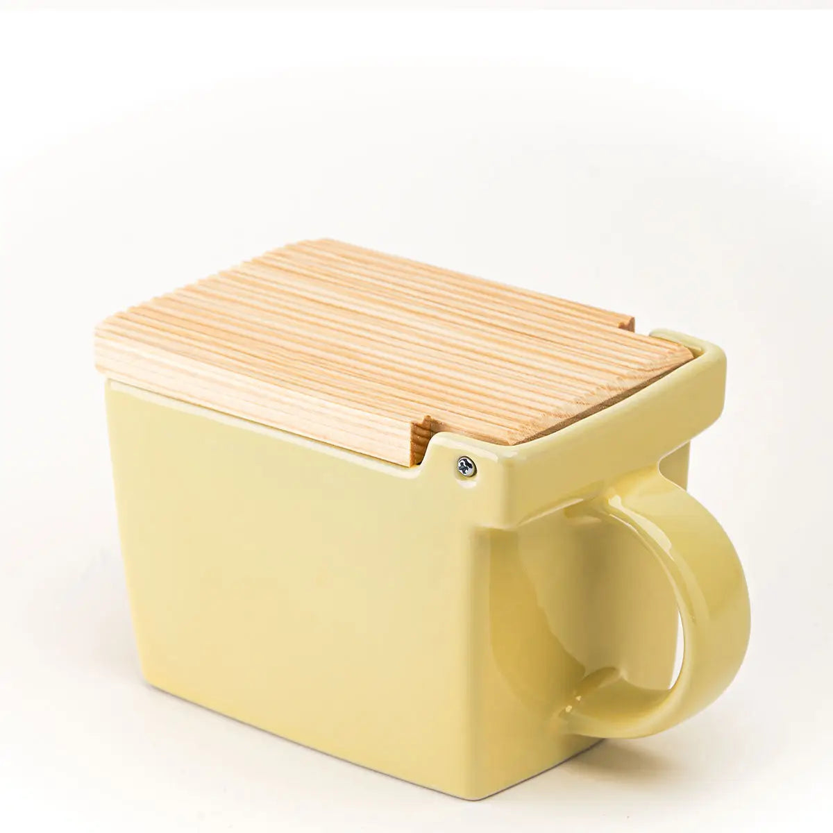 Bee House Ceramic Salt Box With Wooden Lid