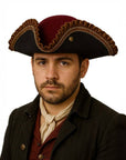 Velvet Burgundy Pirate Tricorn Hat