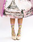 Heart Floral Sheer Crew Socks