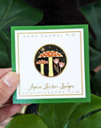 Mushroom and Flowers Glitter Enamel Pin