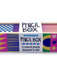 Geo Love Wooden Pencil Box with Colored Pencils