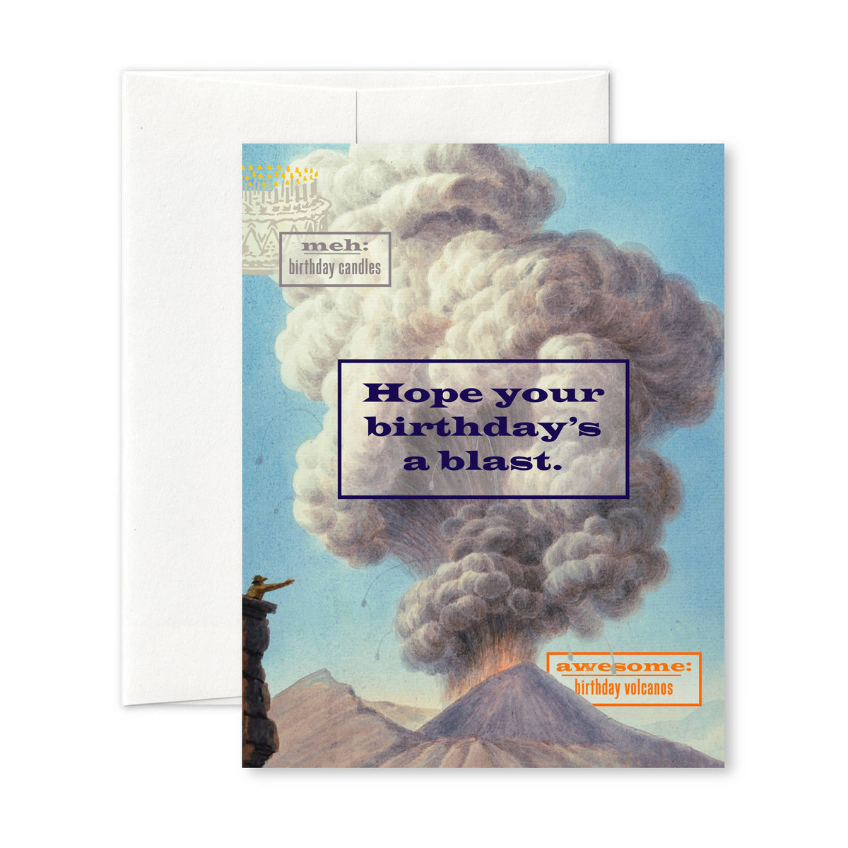 "Volcano" A2 birthday card: Recycled Kraft