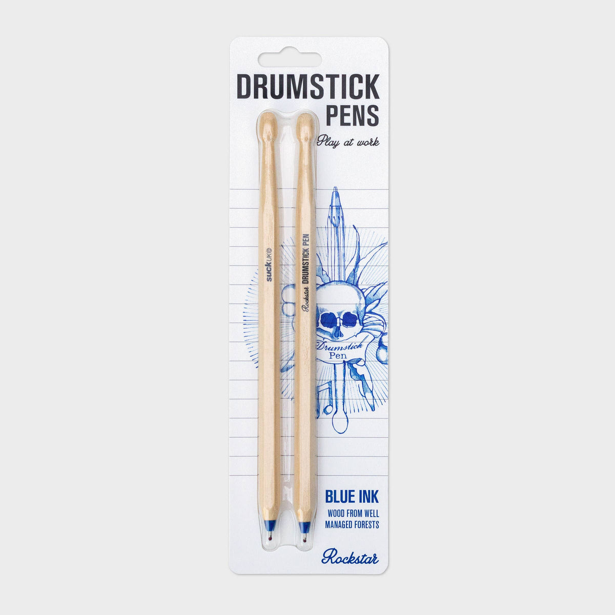 Drumstick Pens Blue - Wooden pens are also mini drumsticks