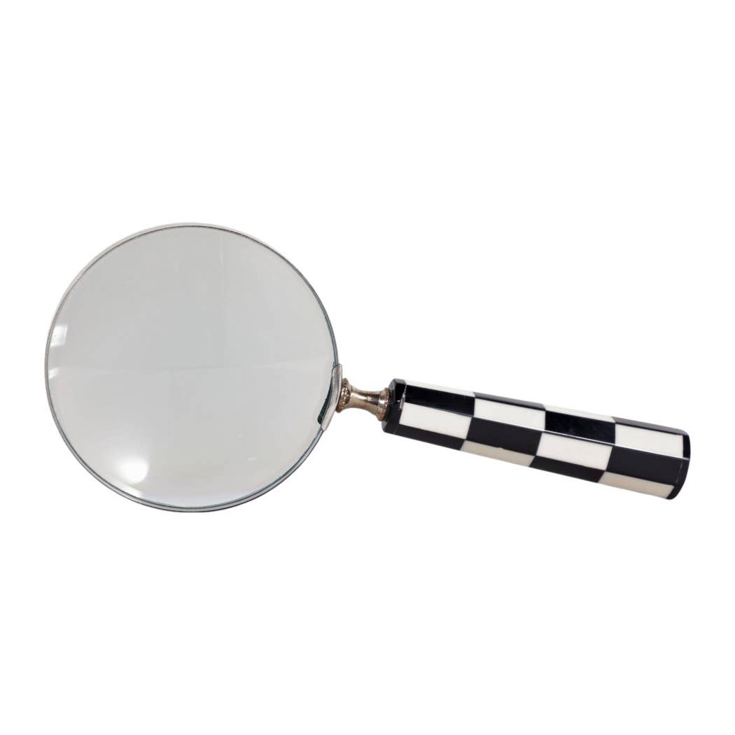 Black/White Resin Handle Magnifying Glass