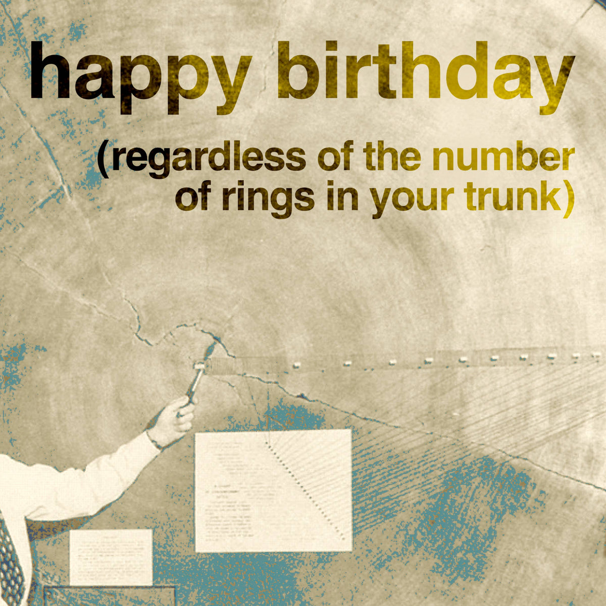 "Dendrochronology" A2 birthday card (man): Recycled Kraft