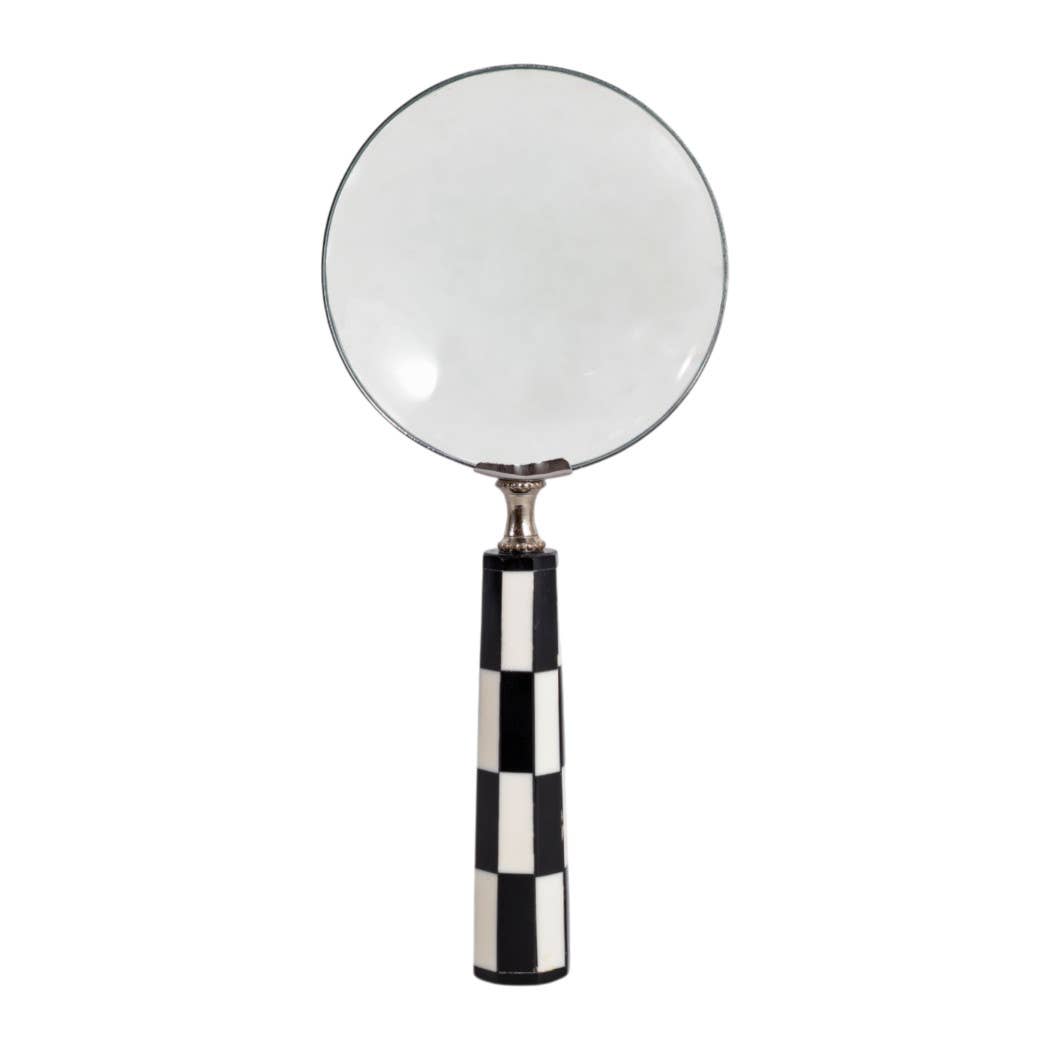 Black/White Resin Handle Magnifying Glass