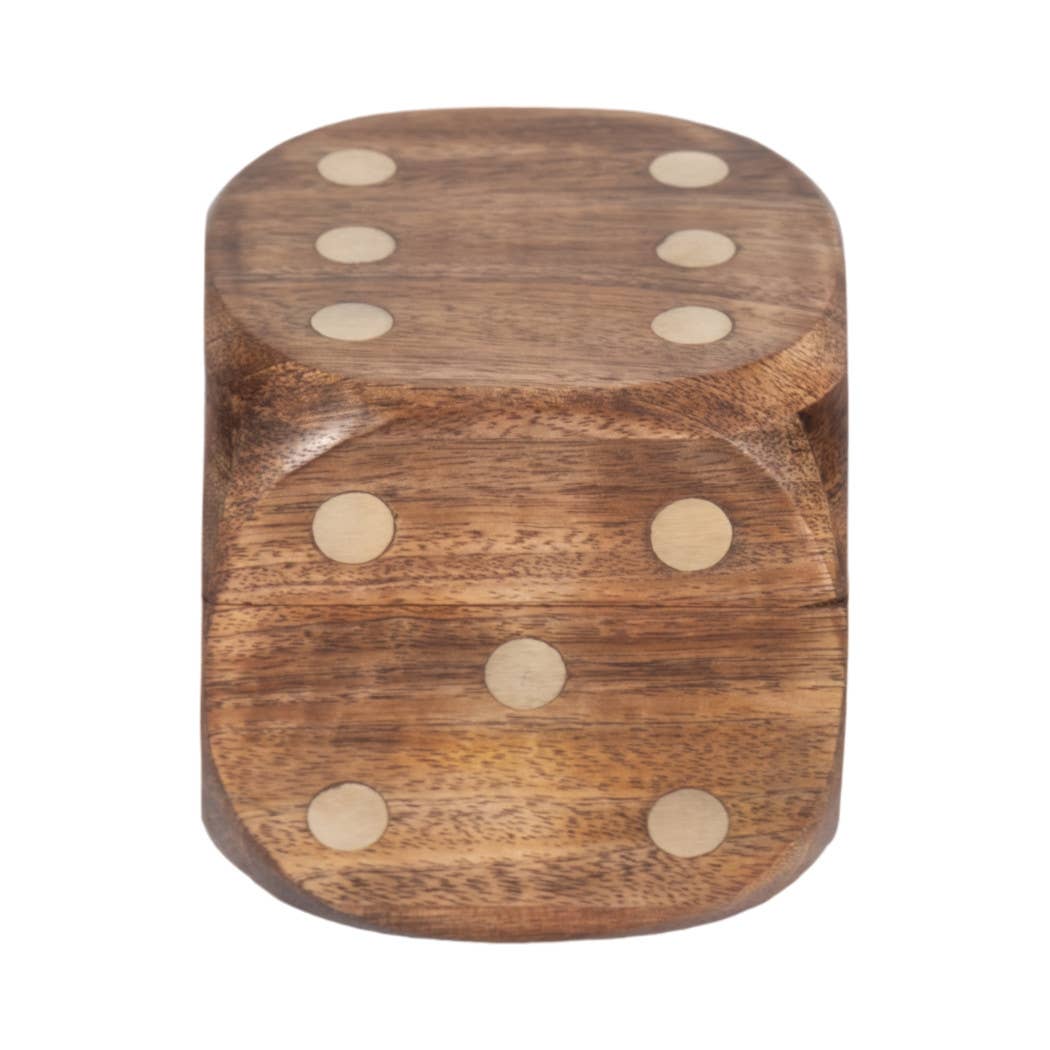 Brown Mango Wood Dice-Shaped Storage