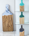 Olivewood Marbled Resin Kitchen Cheese Serving Board Decor : White Marble