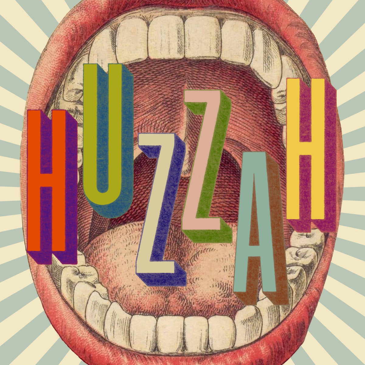 "HUZZAH" A6 greeting card: Recycled Kraft envelopes