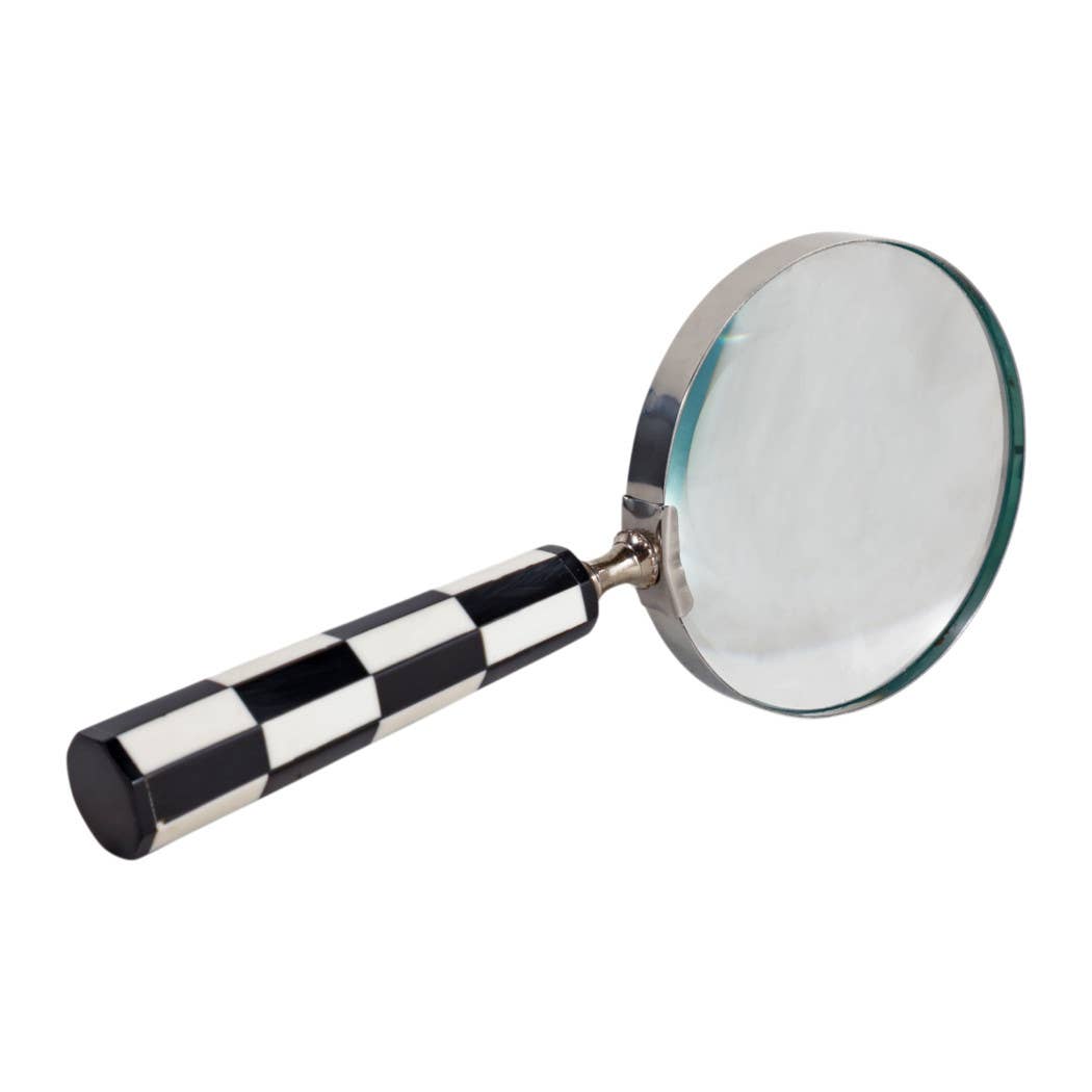 Black/White Resin Handle Magnifying Glass