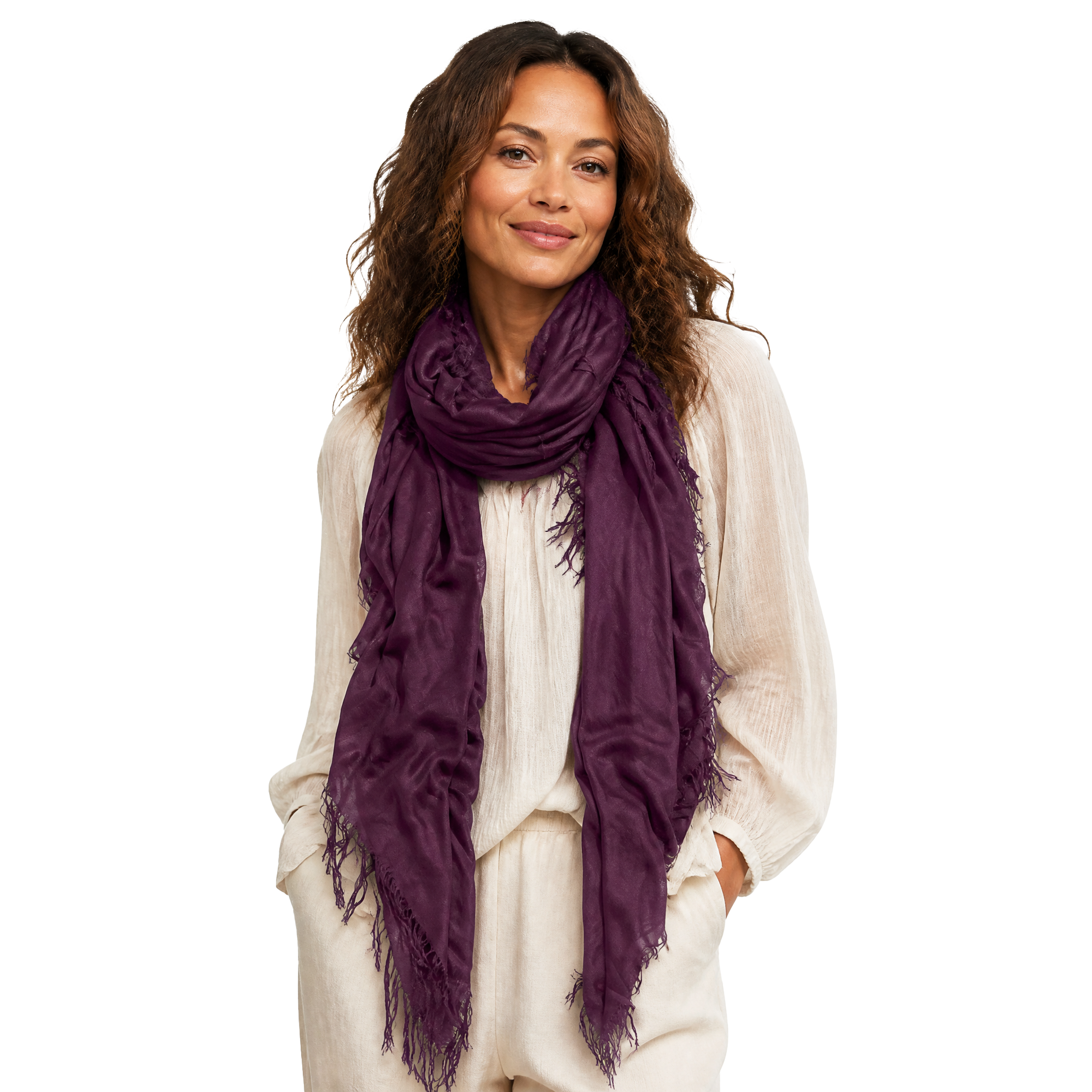 Cashmere Blend Solid Scarf: Deep Rose