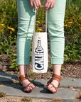 California Single Wine Tote - Reusable Cotton Bag, USA Made: Natural