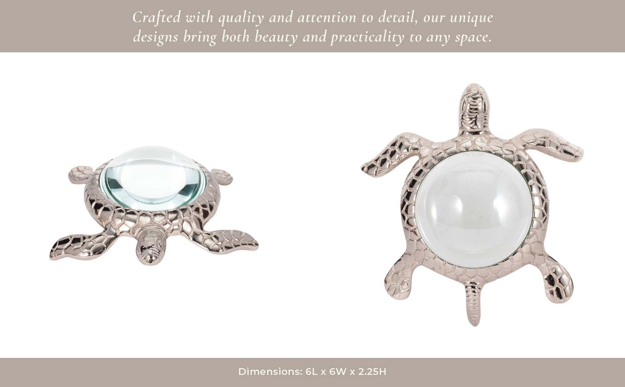 Metal Sea Turtle Magnifying Glass Sculpture