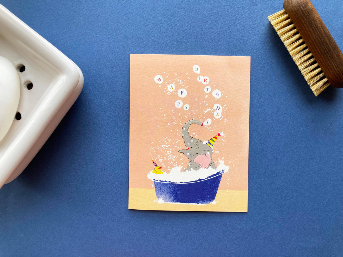Bathing Elephant Birthday Card