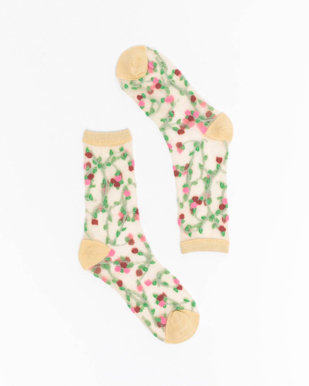Sheer Rosettes Crew Socks